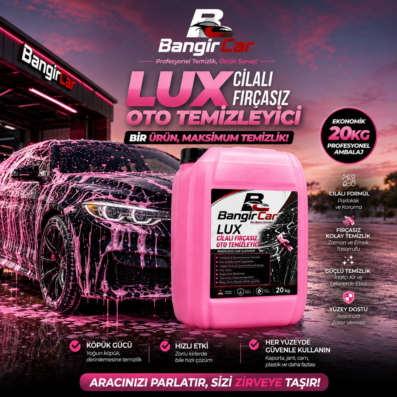 Bangir Car LUX Cilalı Fırçasız Oto Temizleyici