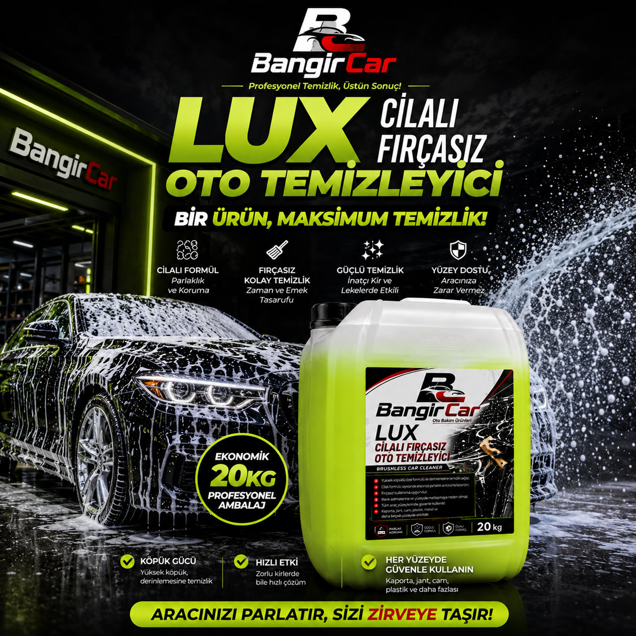 Bangir Car LUX Cilalı Fırçasız Oto Temizleyici