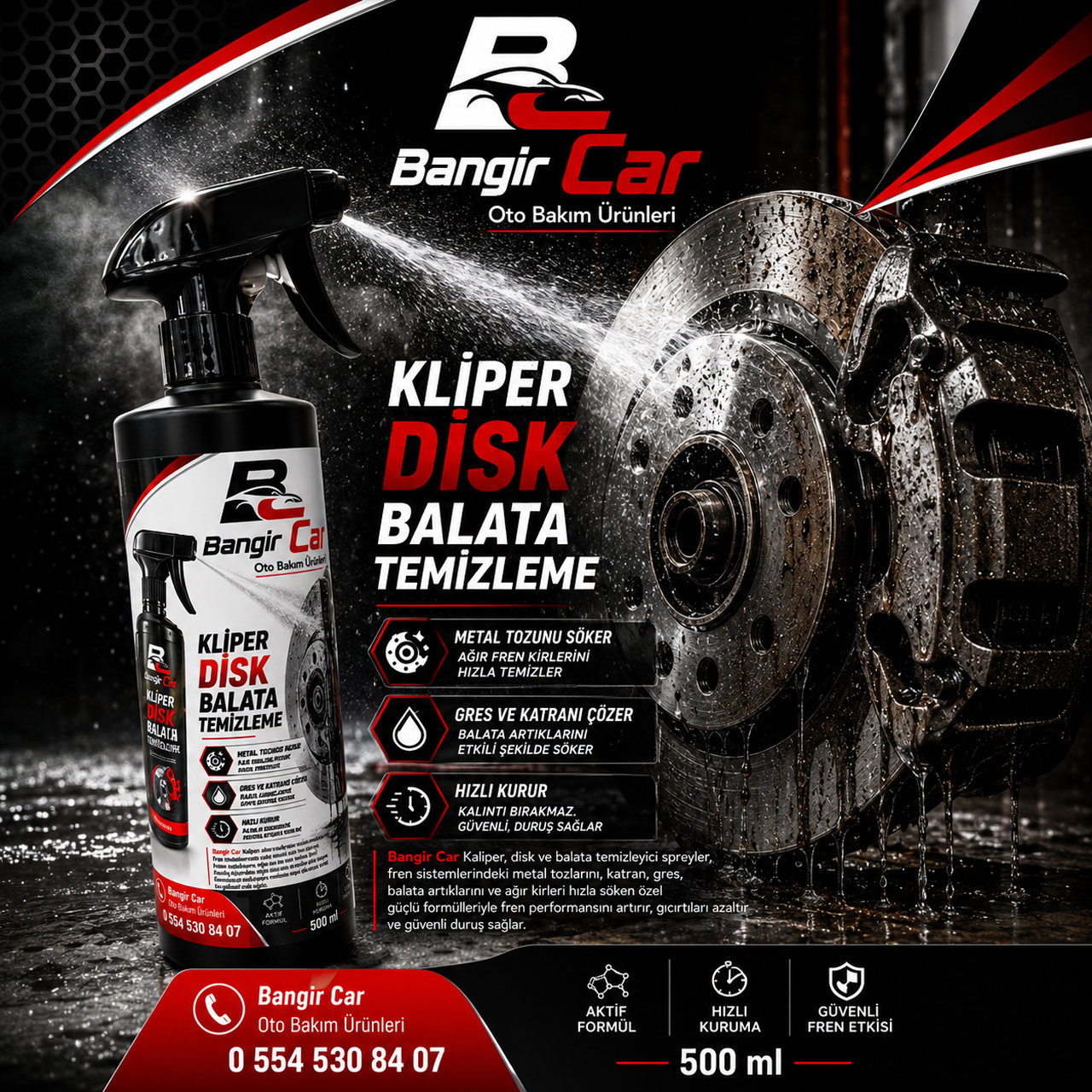 Bangir Car Kliper Disk Balata Temizleme 